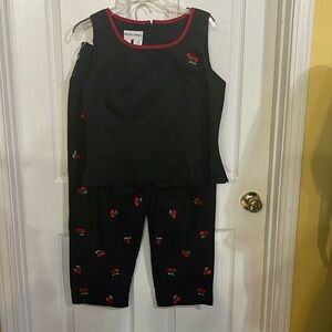 Vintage Betsy’s Things 2pc cherries Capri set size 10